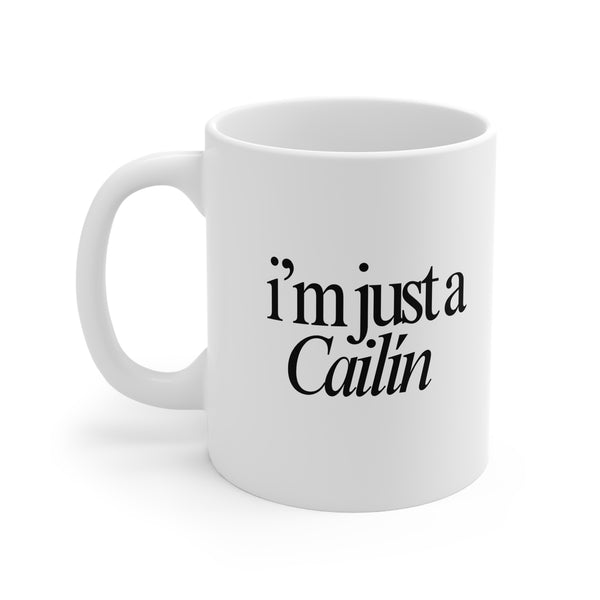I'm just a girl, Tae Mug, Irish Language Gaeilge Tea Cup, Ireland Coffee Mug, St Patrick's Day Gift, Kitchen Drinkware