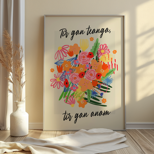 Tír gan teanga, tír gan anam  - Seanfhocail Floral Set Print