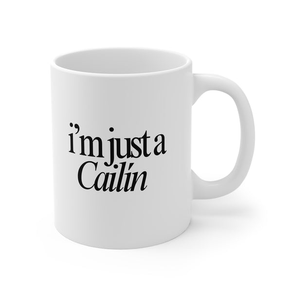 I'm just a girl, Tae Mug, Irish Language Gaeilge Tea Cup, Ireland Coffee Mug, St Patrick's Day Gift, Kitchen Drinkware