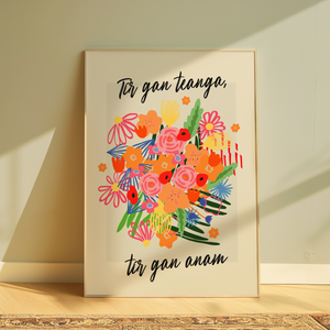 Tír gan teanga, tír gan anam  - Seanfhocail Floral Set Print