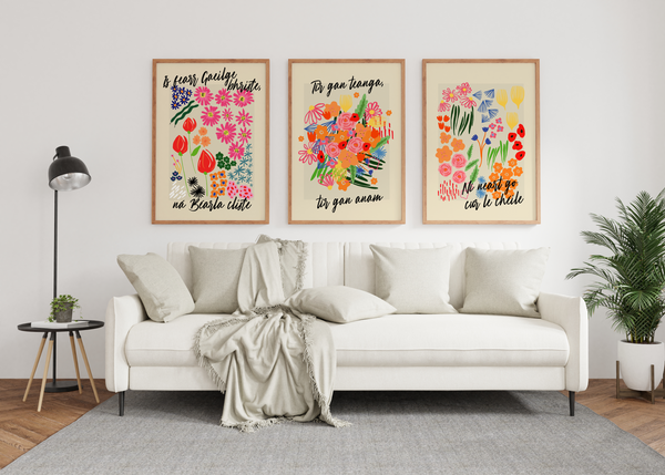 An áit a bhfuil do chroí is ann a thabharfas do chosa thú  - Seanfhocail Floral Set Print