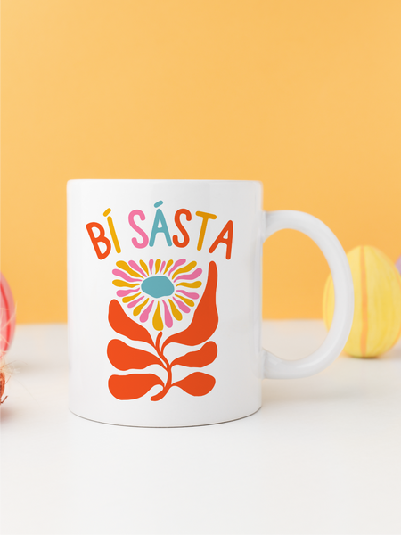 Be Happy Positive Floral Mug
