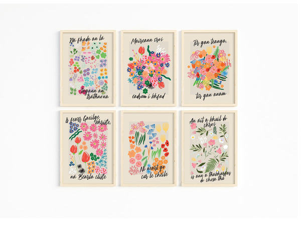 Tír gan teanga, tír gan anam  - Seanfhocail Floral Set Print